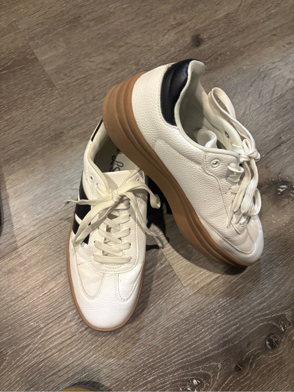Boutique White Leather Platform Sneakers with Gum Sole